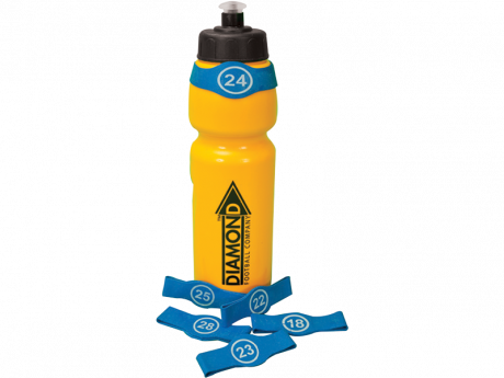 Diamond water bottle tags with squad numbers